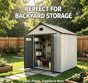 Caseta <span class=keywords><strong>de</strong></span> Almacenamiento para Jardín <span class=keywords><strong>de</strong></span> <span class=keywords><strong>Resina</strong></span> Resistente al Agua 6x4 8x6 10x8, Armario <span class=keywords><strong>de</strong></span> Almacenamiento <span class=keywords><strong>Exterior</strong></span> Ventilado con Cerradura para Jardín - Product Image 3