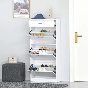 Wooden Modern Living Room Entry <strong>Hallway</strong> <strong>Small</strong> Thin Flip Storage Shoe Rack <strong>Cabinet</strong> - Product Image 2
