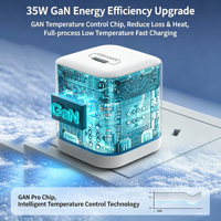 Cargador Rápido GaN Mini de 35W, USB C PD 3.0 PPS, Enchufe de Pared Ultracompacto para iPhone 16 15 14 Samsung Galaxy, Baja Temperatura