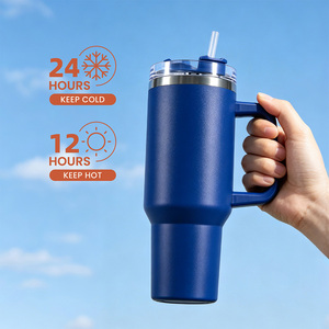 Gobelet isotherme en acier inoxydable de 40 oz avec poignée et paille, sans BPA, isolation thermique 12-24h pour le camping et les voyages – Vente chaude - Product Image 3