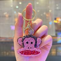 Porte-clés singe en strass, breloque de sac mignonne en cristal en forme de singe