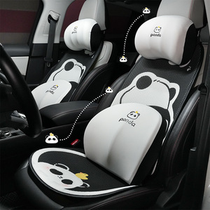 Coussin de siège auto Panda en tissu maillé respirant antidérapant toutes saisons décoratif pièce unique forme plate - Product Image 2