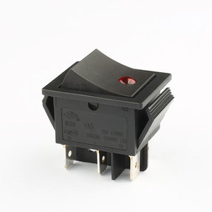 Interruptor basculante iluminado de punto negro T85 16A 250V aprobado por la CE Interruptor basculante iluminado de punto de encendido y apagado de 6 pines con luz roja amarilla - Product Image 1