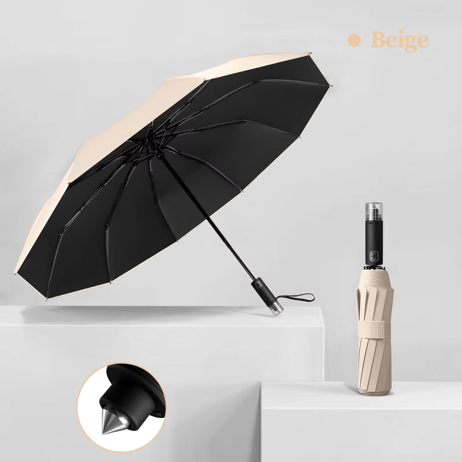 Beige-broken window handle automatic umbrella