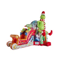 Château gonflable commercial WINWAY de Noël avec toboggan, structure de saut en PVC 0,55 mm, portable pour location extérieure
