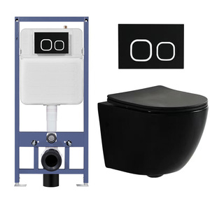 DOLOGI WC Sospeso <span class=keywords><strong>di</strong></span> Alta Qualità dal Design Moderno con Cassetta <span class=keywords><strong>di</strong></span> Scarico Nascosta, Doppio Scarico, Monoblocco, Raccordo a P e S, Garanzia <span class=keywords><strong>di</strong></span> 5 Anni - Product Image 1