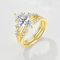 Bague de fiançailles fine en argent sterling 925 plaqué or 14 carats avec moissanite solitaire taille marquise à sept griffes