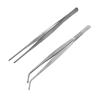 Pince d'alimentation en acier inoxydable pour animaux, tête coudée, manche allongé, pince pour animaux de compagnie, oiseaux, reptiles, pointe antidérapante