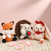 Dikiş dokuma oyuncaklar DIY tığ kiti hayvan tilki kirpi Bunny Combo Amigurumi tığ hayvanlar için bebek seti örgü zanaat