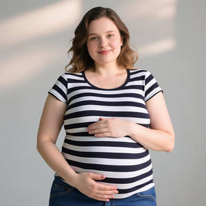 大きなサイズのマタニティ服ソフト/クールな夏の妊娠中の女性のストライプTシャツ妊娠中の婦人服SからXXXL - Product Image 2