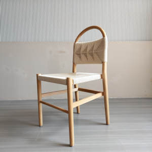 Sedia da pranzo moderna in legno per feste nuziali e per eventi, schienale intrecciato, sedia in corda - Product Image 5