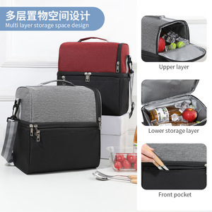 Color-Blocked Lunch Bag Insulated Portable Foldable For Office Students With Ice Pack Keep Food Fresh Warm - Product Image 4