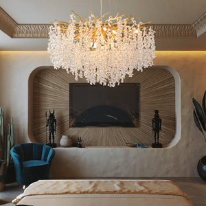 Lampadario Moderno in Cristallo K9 Dorato PM per Ristoranti e <span class=keywords><strong>Hotel</strong></span>, Lampada a Sospensione Rotonda a Grappolo d'Uva, Luce Sospesa di Lusso per Soggiorno - Product Image 3