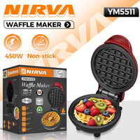 NIRVA Nouveau Design Donut Maker Rouge Revêtement Antiadhésif 450w Électrique Maison Cuisine Gaufrier