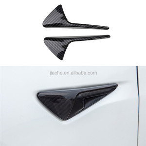 2PCS คาร์บอนไฟเบอร์แห้งด้านหน้ากล้องด้านข้าง Fender MARKER ฝาครอบด้านข้าง Grille Trim Badge สติกเกอร์สำหรับ <span class=keywords><strong>Tesla</strong></span> รุ่น <span class=keywords><strong>3</strong></span> S <span class=keywords><strong>X</strong></span> 2013-2019 - Product Image 2
