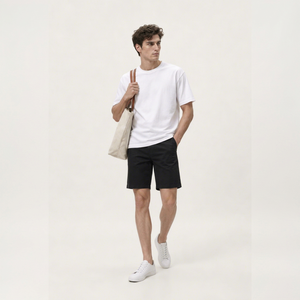 T-shirt blanc à col rond et manches courtes pour homme, coupe classique, 100 % coton jersey, décontracté, uni, respirant, tricoté, écologique - Product Image 1
