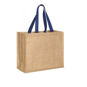 Grand sac de plage en toile de jute personnalisé avec poignées en coton Qualité exportation Fournisseur BD pour voyager et faire du shopping - Product Image 1