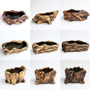 Dropship 즙이 많은 화분 유목 그루터기 나무 뿌리 자연 모양 빈티지 콘크리트 시멘트 선인장 식물 냄비 - Product Image 3