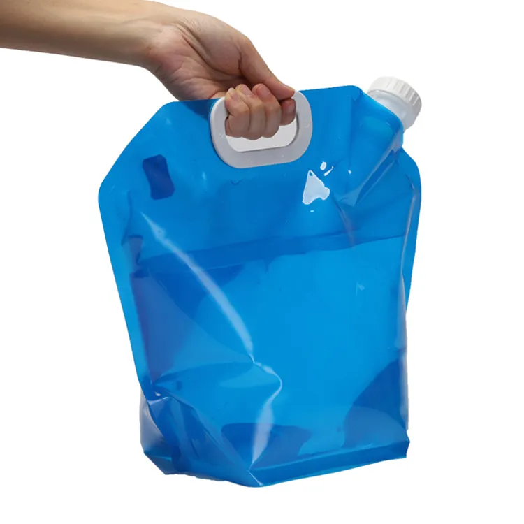 Özel baskı logosu 5 litre 10 litre katlanabilir içme suyu plastik torba açık kamp için emzik kese Stand Up