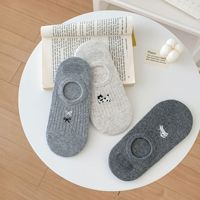 Chaussettes basses décontractées en coton fin et invisible pour femme, gris tendance, style Instagram, avec détail nœud, antidérapantes