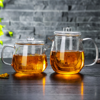 Théière moderne en verre borosilicate avec couvercle, poignée et bec verseur, résistante à la chaleur, sans BPA, pour thé en vrac et infusions aux herbes, pour la maison, la cuisine et le café