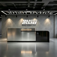 Comptoir de réception minimaliste moderne en acier inoxydable pour bar, studio de danse, salle de sport, salon de coiffure, magasin de vêtements, caisse de paiement