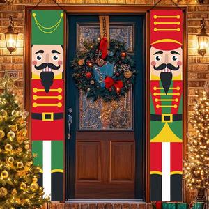 Décor de porte de Noël classique Casse-Noisette, thème rouge et or, 30*180cm, tissu polyester rectangulaire long + tige en PVC robuste - Product Image 6