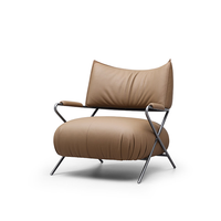 Fauteuil de salon moderne de luxe avec structure en acier inoxydable, mousse haute résilience 45D, fauteuil d'appoint rembourré pour salon
