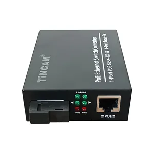 TiNCAM Unmanaged 1*SC 1*RJ45 Port Poe Switch Single Mode Single Fiber For CCTV NVR Surveillance IP Camera VoIP