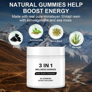 OEM/ODM 3-in-1 Wellness Sea <strong>Moss</strong> Shilajit Ashwagandha Gummies for Adults Immune Support &amp; Energy 30-count Gummy Candy - Product Image 3