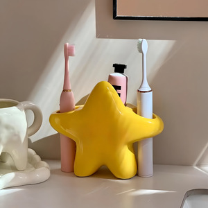 Star Toothbrush Holder For Couples Home Bathroom Sink Storage Rack Toothbrush And Toothpaste Organizer Easy To Clean - Product Image 4