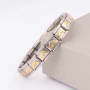 Wholesale 18Cm Italian <b>Bracelet</b> Stainless Steel Charms Gold Heart Italian Steel Charms Links <b>Bracelet</b> - Product Image 6