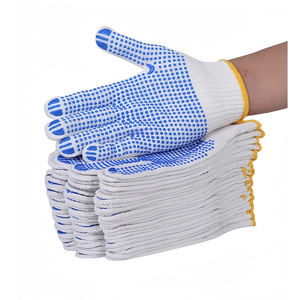 Venta al por mayor en stock: guantes punteados de PVC de un solo lado antideslizantes punteados azules baratos y de alta calidad, guantes de trabajo punteados. - Product Image 6