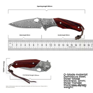 มีดพับอเนกประสงค์สำหรับกิจกรรมกลางแจ้ง ดามัสกัส ไม้จันทน์แดง คมสำหรับหั่นผลไม้ - Product Image 2