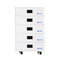Batteria di accumulo energetico domestico impilabile WINUNIK 5.12kWh 51.2V 100Ah LiFePO4 con ruote, BMS solare mobile e protezione IP20