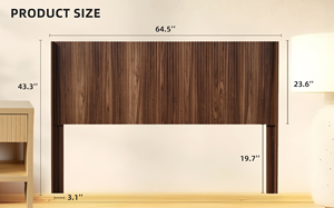 Wood <strong>Headboard</strong> <strong>Queen</strong> Size, 64.4" Wide Wooden <strong>Queen</strong> <strong>Headboard</strong> Only, Wall Mounted Fluted Panel, Wingback Boho <strong>Headboards</strong>, Walnut - Product Image 5