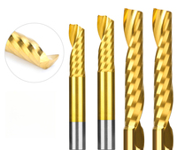 Fraise spirale à une dent 4MM/6mm, revêtement TiAlN, carbure de tungstène, pour machine de gravure CNC, travail du bois, personnalisable OEM, 45HRC