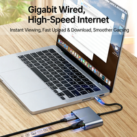 Tarjeta LAN RJ45 Personalizada de 1000 Mbps con Indicador LED, Carga Rápida PD, Carcasa Metálica, Cable Externo, Esencial para Trabajo en Línea con MacBook e iPad Pro