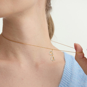 Collar con Colgante de Gafas de Sol, Chapado en Oro de 18K, con Circonita, Joyería para Mujer, Uso Diario, Colgantes Temáticos, Joyería Fina - Product Image 3