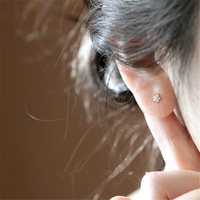 À la mode élégant Premium haute qualité déclaration 925 argent cubique zircone Mini fleur pentagramme boucles d'oreilles pour les femmes