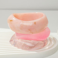 Bracelet en résine géométrique irrégulier rose, style frais et tendance, haut de gamme, pour l'Europe et les États-Unis