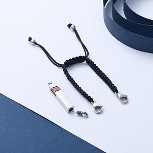 Pulsera de ceniza de cubo de cristal de piedra natal con cuerda tejida ajustable, joyería conmemorativa de cremación, recuerdo funerario de amante - Product Image 6