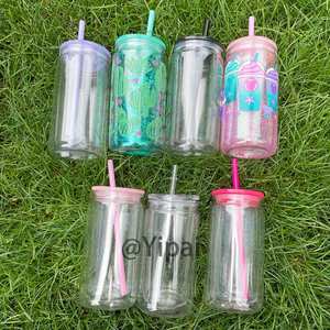Paquete de 25 Latas de Cerveza de Plástico con Doble Pared, 12oz por Dentro y 16oz por Fuera, con Purpurina y Efecto Globo de Nieve, Libres de BPA, con Logotipo Personalizado, para Envolturas UV DTF - Product Image 1