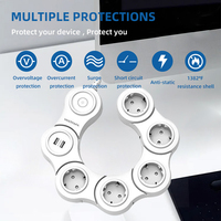 Multiprise de sécurité Vastfafa EU avec protection contre les surtensions, 16A, 5 prises CA et 4 ports USB-C, rallonge flexible