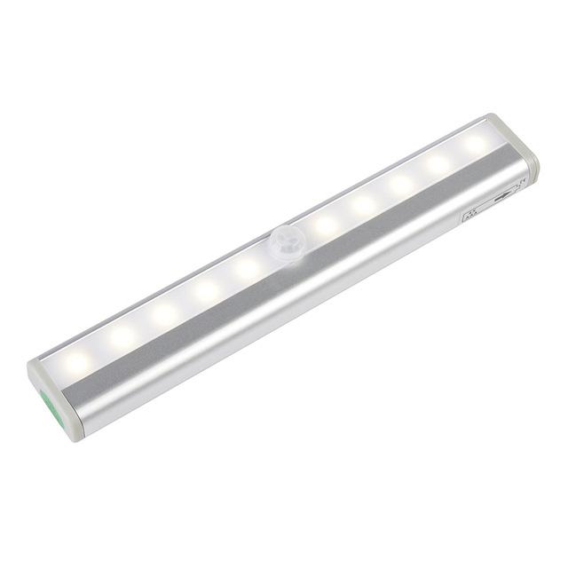 Wireless Magnetic Indoor Battery Powered Aluminum Mini LED Cabinet Closet PIR Night Lamp 10 LED Motion Sensor Light Eco-Friendly