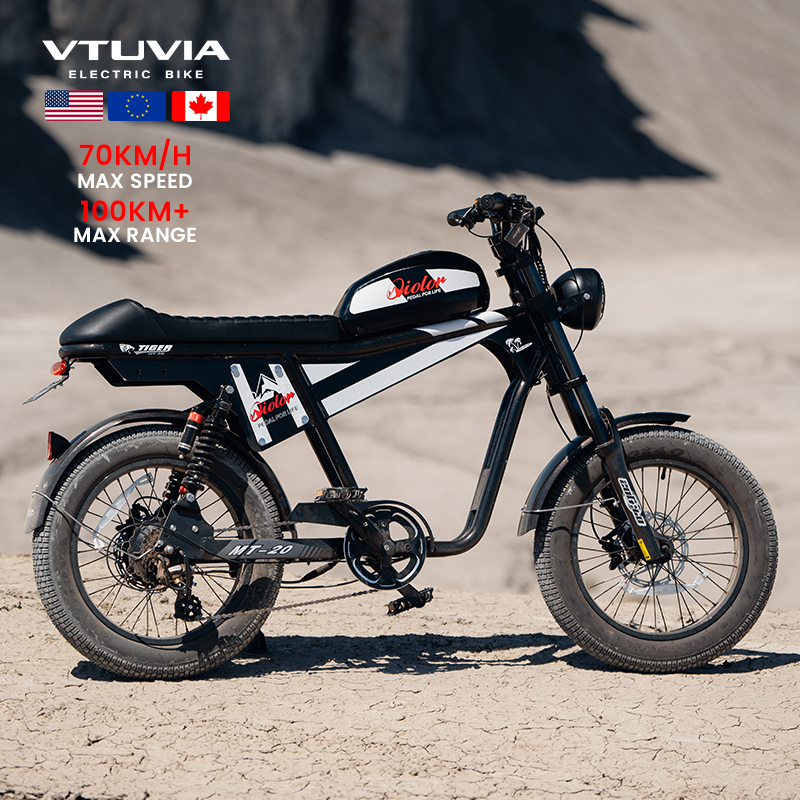Retro Diy E Motorcycle Full Suspension Moped Style Ebike Electric