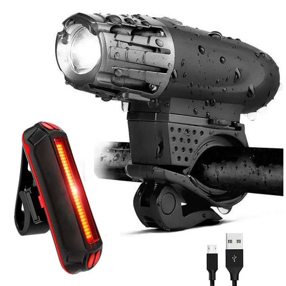 Factory Supply Amazon Hot Sale Super Bright Front Headlight and Back LED Rear Bicycle Light USB Rechargeable Bike Light Set