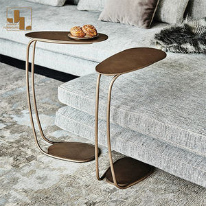 Juego de Mesa Auxiliar Pequeña y Sofá Dorado para Sala de Estar de Estilo Moderno, Muebles de Mesa Esquinera en Forma de C con Marco Metálico para Hotel y <span class=keywords><strong>Restaurante</strong></span> - Product Image 1