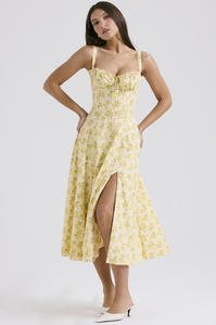 Imprimé floral <span class=keywords><strong>Robe</strong></span> blanche été élégant solide mince sans manches Slip femme côté fendu taille dame a-ligne <span class=keywords><strong>Robe</strong></span> Sexy femmes robes - Product Image 4