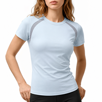 T-shirt de sport pour femme à empiècements contrastés et manches raglan, respirant, séchage rapide, pour entraînement, course, fitness, gym, personnalisable OEM